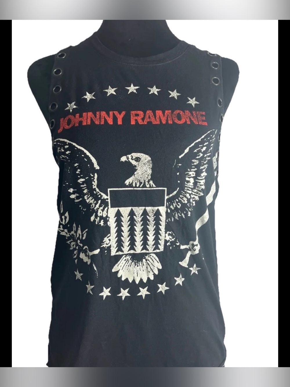 Rare Johnny ramone Ramones punk eyelet Tank